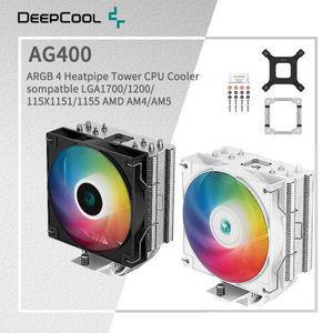공랭쿨러 DEEPCOOL AG400 공기 쿨링기 4 히트 파이프 ARGB PWM 프로세서 CPU 쿨러 LGA1700 1200 115X 1151