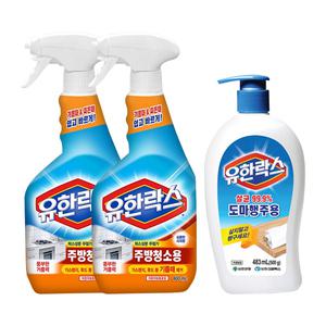 유한락스 주방 청소용 600ml x2 + 도마행주용 500g
