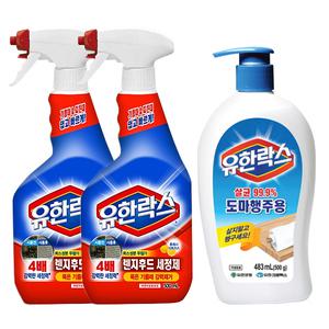 유한락스 렌지후드 세정제 500ml x2 + 도마행주용 500g