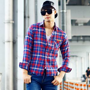 [쿨제이]남자 체크 남방 셔츠 헨리넥 01 MS 다이어리