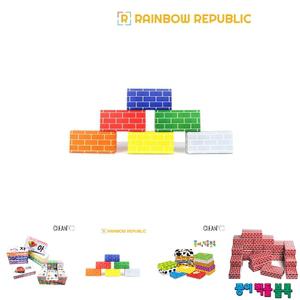 (사이즈 대형) 종이블럭 6색(대형) 48개 세트/벽돌/블럭/블록/놀이/종이/조립식/장난감/유아/안전/어린이
