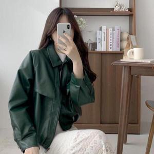 [아트박스]/다잇템 여자 가죽봄버 진초록 블루종 점퍼