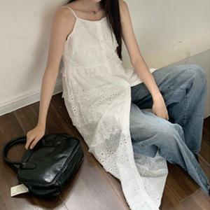 시스루레이어드원피스 면 캉캉 심플 레이스 프렌치 뷔스티에 끈나시