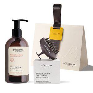 [록시땅](강남점)[기프트][손상모발케어] 인텐시브 리페어 샴푸 500ml 세트 (+두피 브러쉬)
