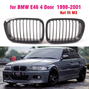 자동차 그릴망 튜닝 BMW 호환 E46 4 도어 1998 1999 2000 2001 스타일링용 광택 블랙 전면 키드니 그릴 슬