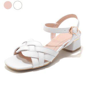갤러리아 세라 여성소가죽 스트랩 통굽 샌들 C24S001 아이보리 4CM