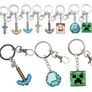 마인크래프트키링 키체인 MineCraftion 키 체인 게임 차량용 열쇠 고리 애니메이션 픽셀 배낭 다이아몬드