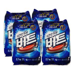 비트 일반용세제 2.7kg 파우치 4개입대용량 분말 찌든때제거 세탁기 가루 찬물전용 표백제 빨래