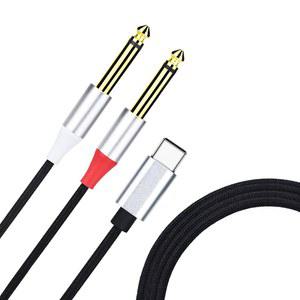 USB-C 휴대폰 태블릿 PC용 USB C타입 듀얼 6 5 TS 모노 오디오 케이블 스테레오 Y 스플리터 코드 스피커 믹서 35mm 1/4 인치
