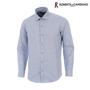 [Roberta di Camerino]TC 하운드투스 체크 슬림핏 블루 긴소매 셔츠 RM3-454-2