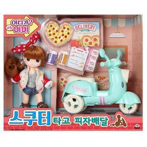 여자아이 오토바이 피자 음식 배달 인형 아이생일선물