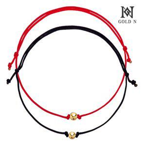 [골드앤] 14K 심플 골드볼 3mm 매듭팔찌1+1(블랙+레드)