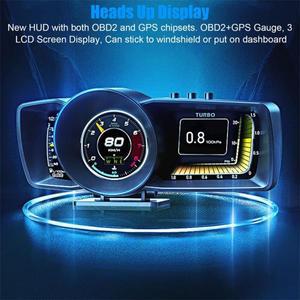 자동차 HUD 다기능 대시보드 헤드업 디스플레이 OBD + GPS 스마트 속도계 게이지 경보 시스템 차량에 적합