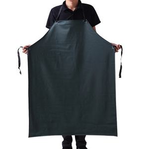 긴 롱 방수 PVC 앞치마 시장 횟집 공장 작업 다크그린