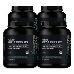익스트림 밸런스드 프로틴 류신 단백질 보충제 초코맛 1kg 4통 (100일분)