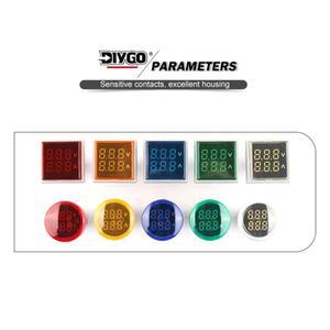 듀얼 LED 표시기 파일럿 라이트 사각형 원형 디지털 전압계 전류계, AC 0-100A, 20-500V 암페어 테스터 계
