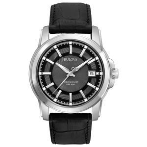 Bulova Precisionist 남성용 시계, 스테인리스 스틸 케이스, 블랙 가죽 스트랩, 날짜, 블랙, One Size, 715