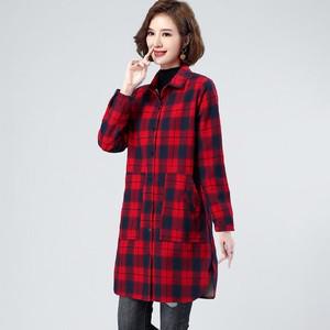 (55 88)2종세트 빈티지기모체크셔츠재킷 여성하프코트 롱코트 바람막이점퍼 여성가을점퍼 야상점퍼 여성간