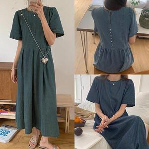 패션라인 BL9268_설빔데님원피스/쉬폰롱원피스/프릴디자인/봄신상/여성룩/페미닌룩