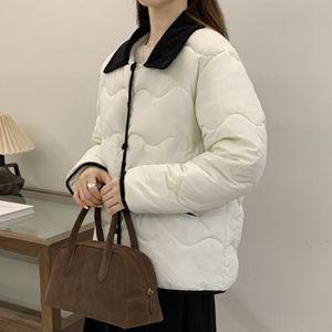 여성 데일리 누빔 퀼팅 경량 패딩 깔깔이 배색 점퍼