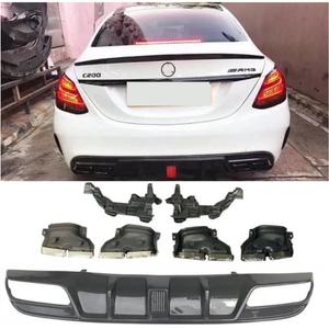 실제 카본 배기 팁 리어 범퍼 립 디퓨저 스포일러 벤츠 W205 C클래스 C63 C43 쿠