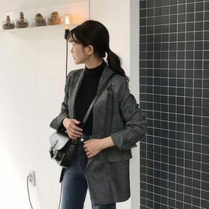 롤업 소매 가을아우터 여성가을의류 자켓 체크 (3es2S)