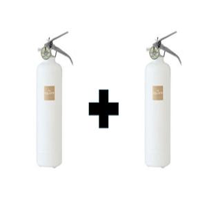 디앤데코 더스퀘어 차량용 가정용 휴대용 캠핑용 컬러 디자인 분말 ABC 소화기 1kg 무광 화이트 2개 묶음 SET