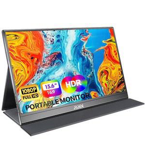 MNN 휴대용 모니터 15.6인치 FHD 1080P USB C HDMI 게이밍 초슬림 IPS 디스플레이, 스마트 커버 및 스피커, HDR 플러그 앤 플레이, 노트북 PC 폰 맥용 외장 모니터(15.6인치 1080P)