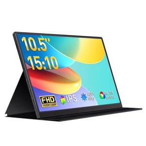 VOKENSU 소형 휴대용 모니터 10.5인치 400니트 15:10 FHD 1280P IPS 화면, 스마트 커버 및 스피커 포함 초슬림 미니 모니터, USB C HDMI HDR 게임 노트북 XBOX 호환용 스위치용 여행용
