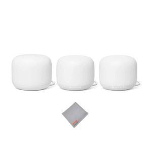 네스트 WiFi 라우터 및 2포인트 - 스마트 스피커가 포함된 익스텐더 Google WiFi(3팩) 화이트와 함께 작동합니다