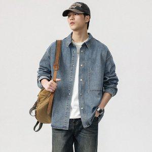 루즈핏 베이직 남성 캐주얼 데님 셔츠 재킷 (WFGSWPT)