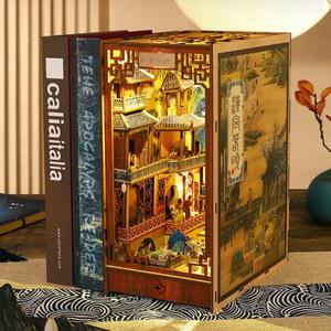 DIY 나무 인형의 집 북엔드 조립 카사 모델 키트 인형 장난감 성인 3D 퍼즐 생일 선물