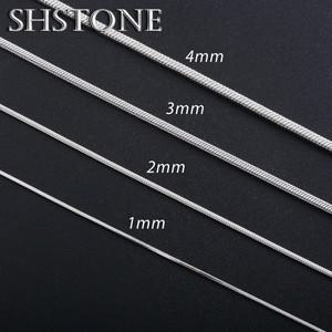 925 스털링 실버 너비 1mm, 2mm, 3mm 라운드 스네이크 체인 패션 40-75cm 실버 컬러 목걸이, 여성 남성 쥬