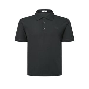 닥스 남성 25SS [COOL TOUCH] 블랙 조직감 솔리드 반팔 카라 티셔츠 DMTS5BN04BK