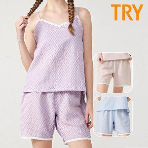 [TRY]트라이 여성 트렁크 폴리 사각팬티 순면 메쉬 홈웨어 3컬러 1매 J42