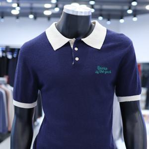 [STCO]SS 여름 블루 자수 부클사 니트 (클래식핏) F2GK24263