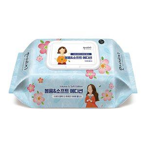 볼륨 소프트 에디션 물티슈 캡형 100매 5개 티슈 갑티슈 각티슈 휴지 두루마리화장지 휴대용티슈