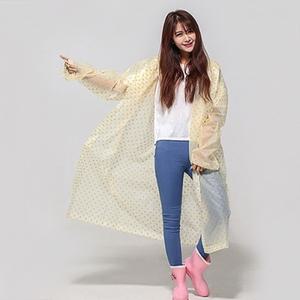 우비 레이니 비옷 코트형우의 도트무늬