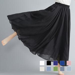 [리빌모아]여자 캐주얼 허리밴딩 아사면 A라인 롱치마 SDW-SKS-SSD230325