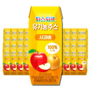 파스퇴르 유기농주스 사과배 125ml 48개
