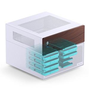 JONSBO 미니 NAS 케이스 M-ATX 마더보드, 월넛 우드 트림 분할 구조, 대형 6 개 및 드라이브 베이 2 120mm