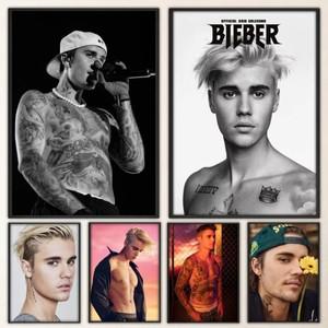 가수 J-Justin B-Bieber 포스터 멋진 벽 스티커, 거실 바 빈티지 장식 페인팅 중간
