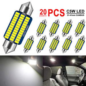 트렁크 LED바 자동차 인테리어 돔 번호판용 LED 전구 캔버스 페스툰 31MM 36MM 39MM 41MM 12V 300LM 6500K 화이트 C5W 2개 10 개 20