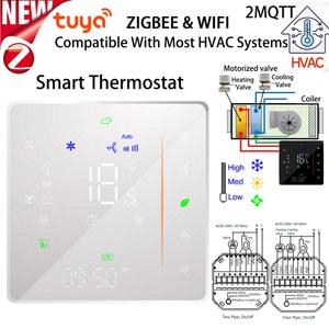 손오프 2Mqtt 용 Tuya Zigbee WiFi 스마트 중앙 에어컨 온도 조절기 팬 코일 유닛 디지털 온도조절 밸브 난방 냉각 Alexa 구글 Home Yandex Alice와 호환