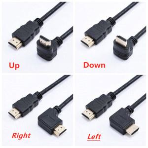 영상선 HDMI 호환 케이블 이중 HDTV 라인 수 M/M HD 와이어 짧은 90도 좌 우 아래 각도 0.5m
