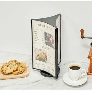 카페 식당 메뉴판 회전형꽂이A5(3면 검정) 4756북 디자인 나무 정보전달 안내 디스플레이 호텔 사무실 고급