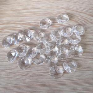 Camal-크리스탈 팔각형 루즈 투홀 프리즘 샹들리에 램프 부품  클리어 14mm 20 개 DIY 웨딩 센터 피스
