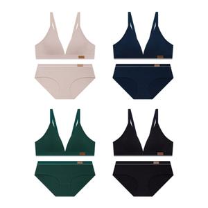 게스언더웨어 [4PACK] 레더라벨 코튼 브라렛 팬티 세트 편안한