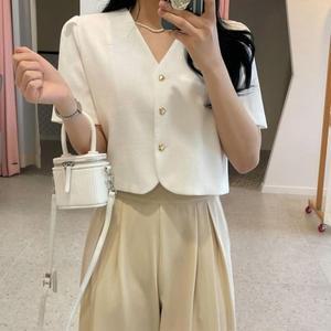 포인트 버튼 여성여름자켓 봄아우터 데일리 여성 (3ezPS)