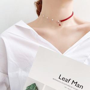 하트 초커 목걸이 가죽 30대 20대 레더 데일리 체인 여자 큐빅 여름 선물 패션